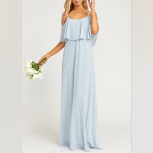 🆕 Show Me your MuMu Caitlin Sky Blue empire waist ruched formal maxi dress_Sm